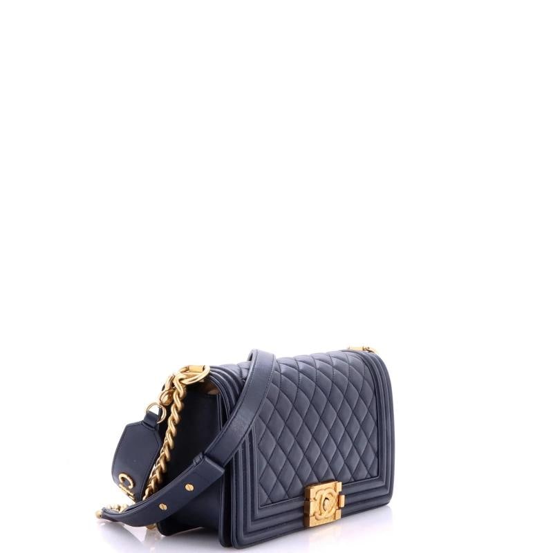 Chanel Logo Top Handle Boy Flap Bag Quilted Calfskin Old Medium - 2