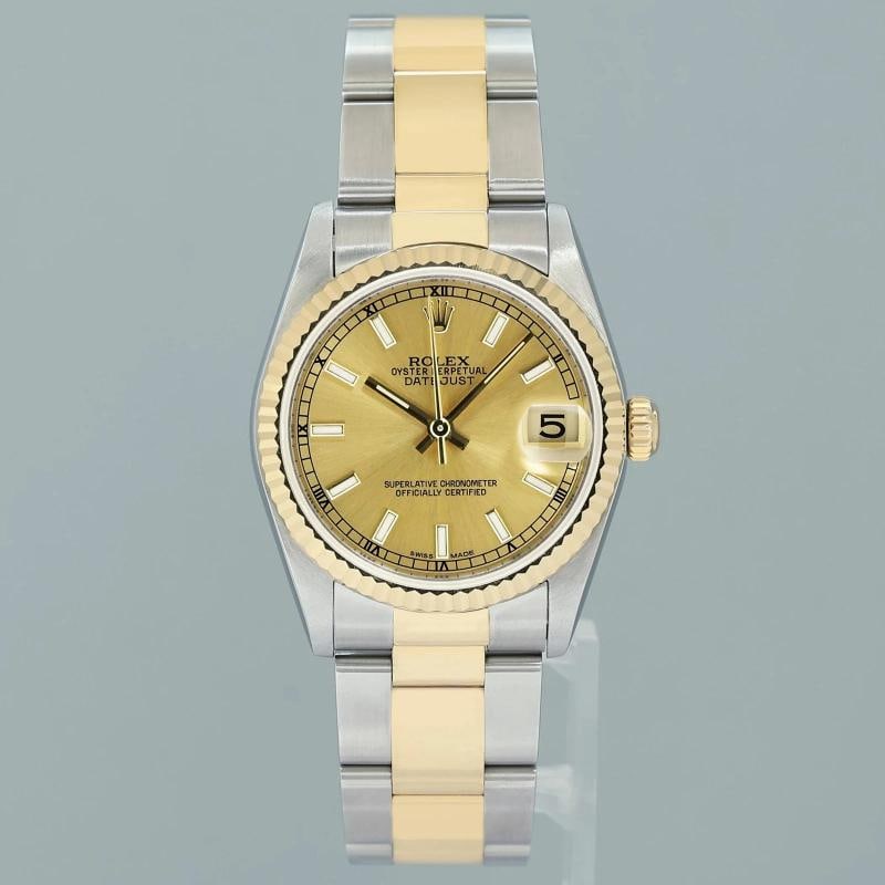 2003 PAPERS MINT Ladies Rolex 78273 Two Tone 31mm Champagne Stick Oyster Watch - 2