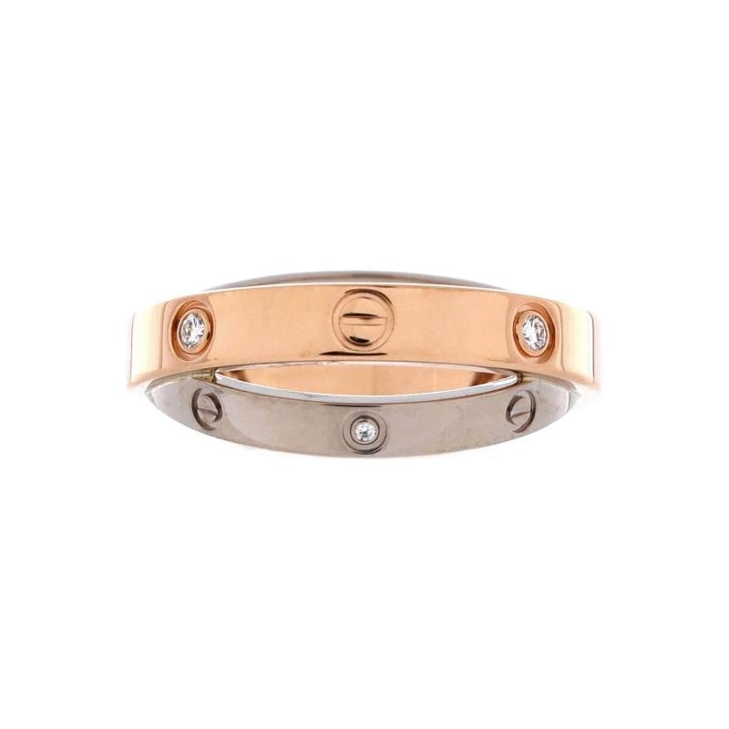 Cartier Love 6 Diamonds Double Ring 18K Rose Gold and 18K White Gold - 3