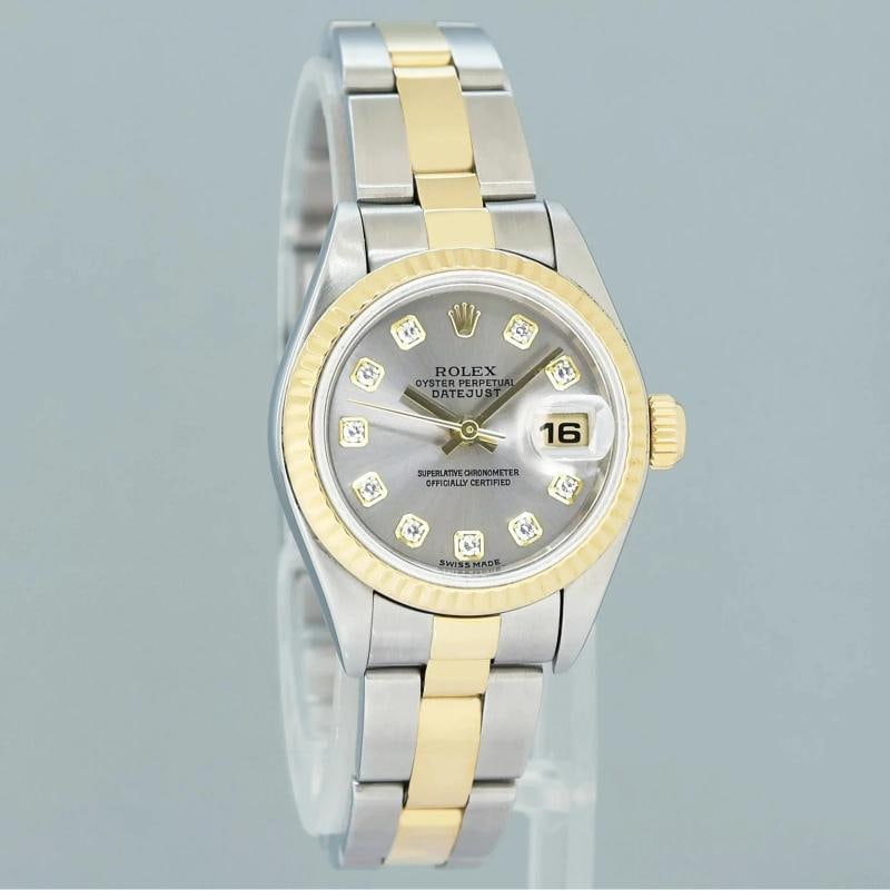 MINT Rolex 79173 DateJust Silver Diamond Two-Tone Yellow Gold Oyster Watch Box - 2