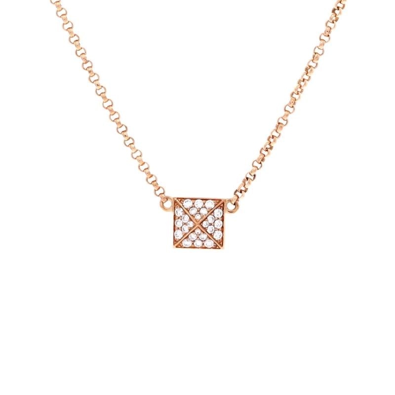Hermes Clou d'H Pendant Necklace 18K Rose Gold with Diamonds Small: Measurements: Length: 15.75 ", Pendant Length: 6.90 mm, Pendant Width: 6.90 mm . Condition: Pre-owned - Good,Brand: Hermes,Main Stone: Diamond,Metal: 18K Rose Gold,Metal Purity: 18K,Style: