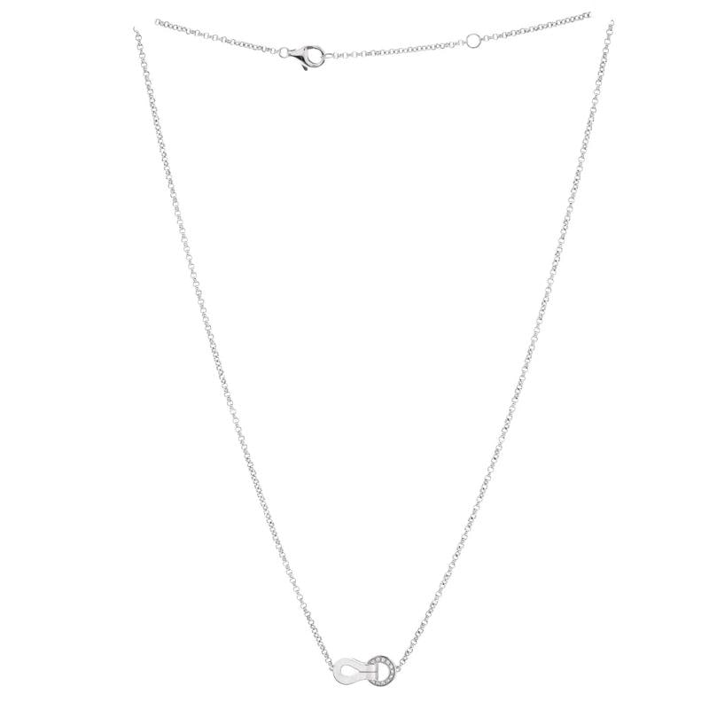 Cartier Agrafe Pendant Necklace 18K White Gold with Diamonds - 2