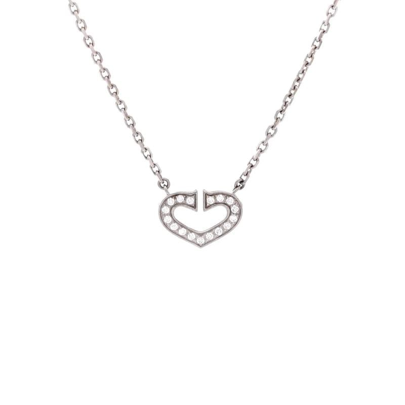 Cartier C Heart de Cartier Pendant Necklace 18K White Gold with Pave Diamonds: Measurements: Length: 15.50 ", Pendant Length: 9.20 mm, Pendant Width: 12.35 mm . Condition: Pre-owned - Good,Brand: Cartier,Main Stone: Diamond,Metal: 18K White Gold,Metal Purity: 18K,Style:
