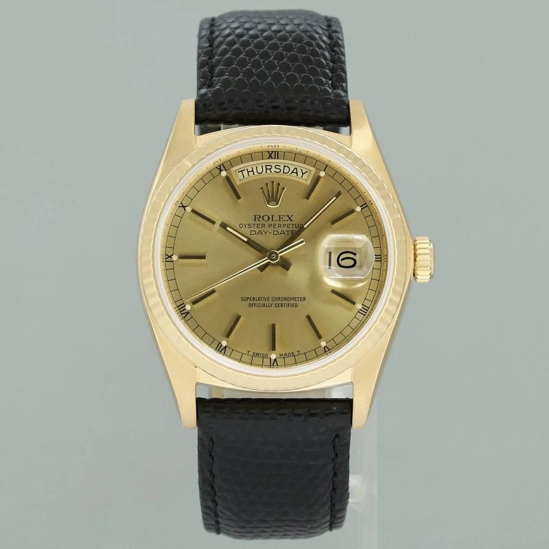 Rolex President Day-Date Champagne 18038 Quickset Yellow Gold Leather Watch Box - 2