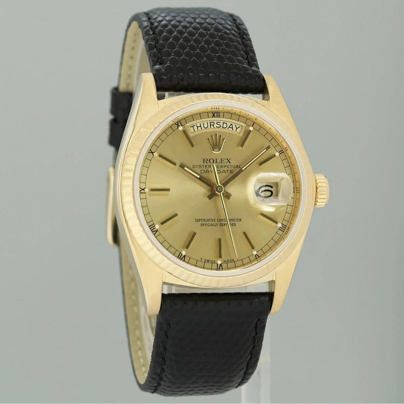 Rolex President Day-Date Champagne 18038 Quickset Yellow Gold Leather Watch Box - 3