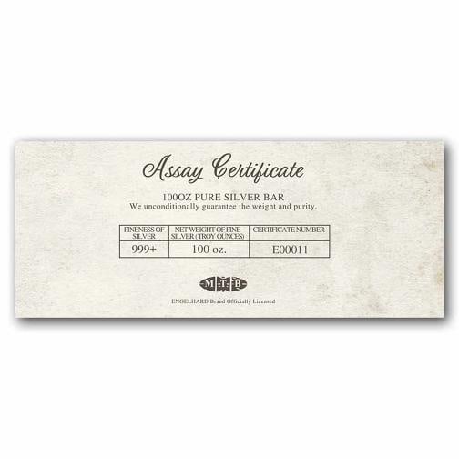 100 oz Silver Cast Bar - Engelhard Revived - 4