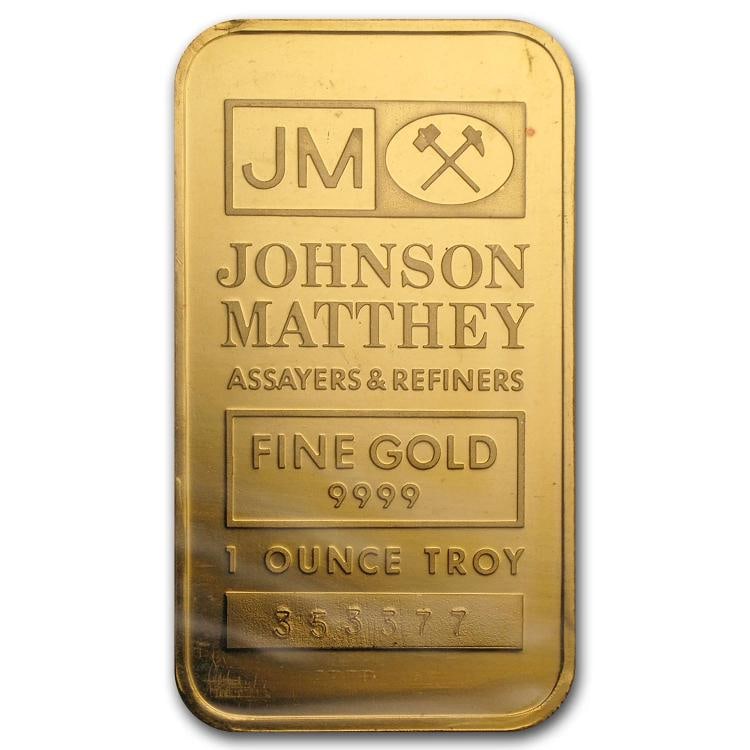 1 oz Gold Bar - Johnson Matthey (Vintage, Random Design): Brand: Johnson Matthey,MPN: 52938,Year: N/A,Fineness: 0.9999,Denomination: 1 oz,Circulated/Uncirculated: Circulated,Certification: Uncertified,Country of Origin: United States
