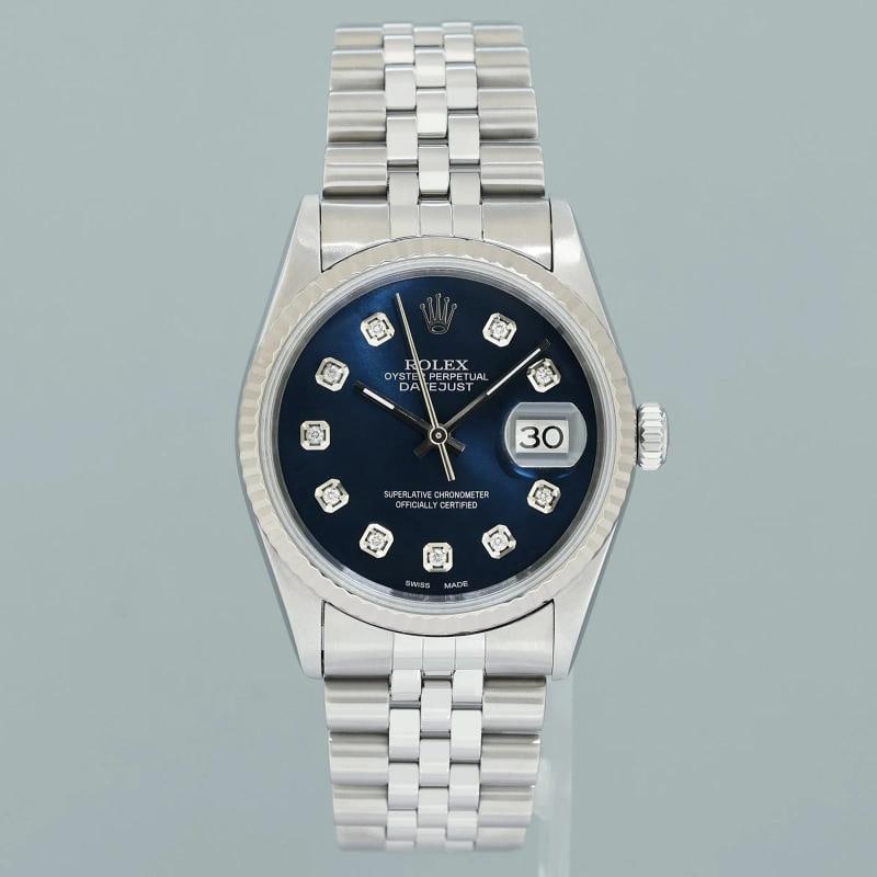 MINT Rolex DateJust 16234 Blue Diamond Jubilee White Gold Fluted Watch Box - 2
