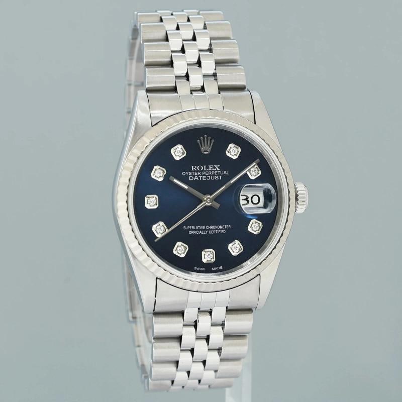 MINT Rolex DateJust 16234 Blue Diamond Jubilee White Gold Fluted Watch Box - 3