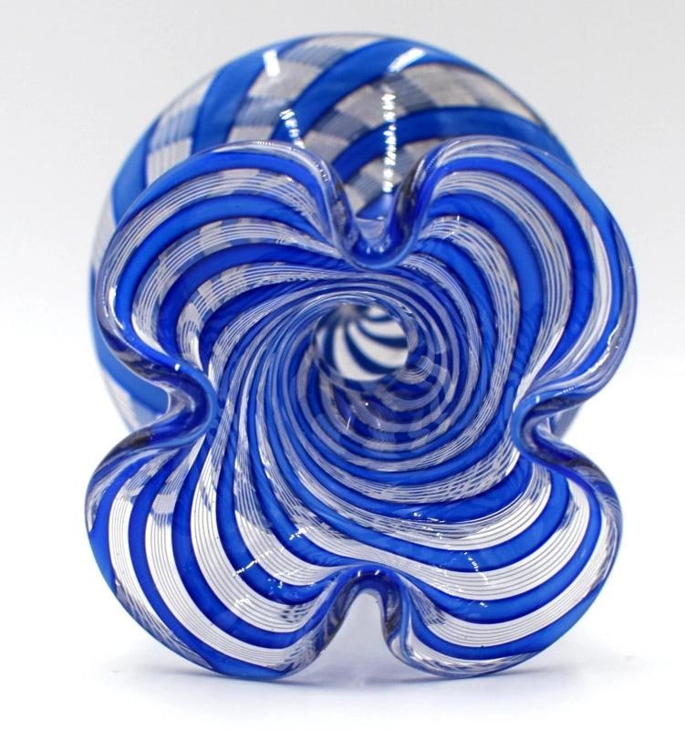 Antique Saint Louis Latticini Art Glass Vase, Blue & White, Circa 1880 - 5
