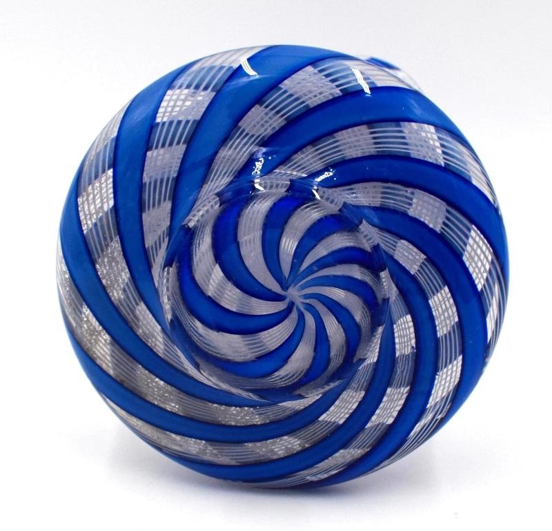 Antique Saint Louis Latticini Art Glass Vase, Blue & White, Circa 1880 - 6