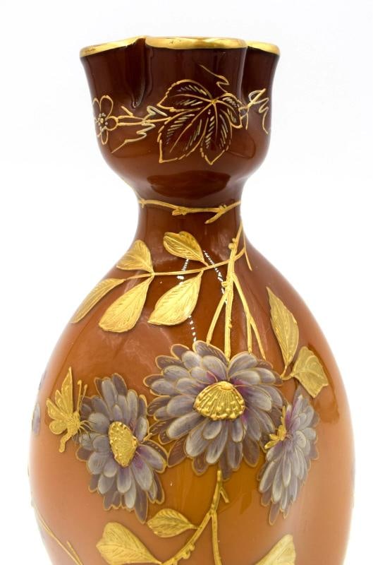 Fine Webb England Hand Painted Enameled Vase, Circa 1900 - 2