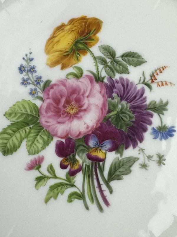 12 Antique French Paris Porcelain AndrÃƒÂ© et Cie Purple Floral Dinner Plates - 6