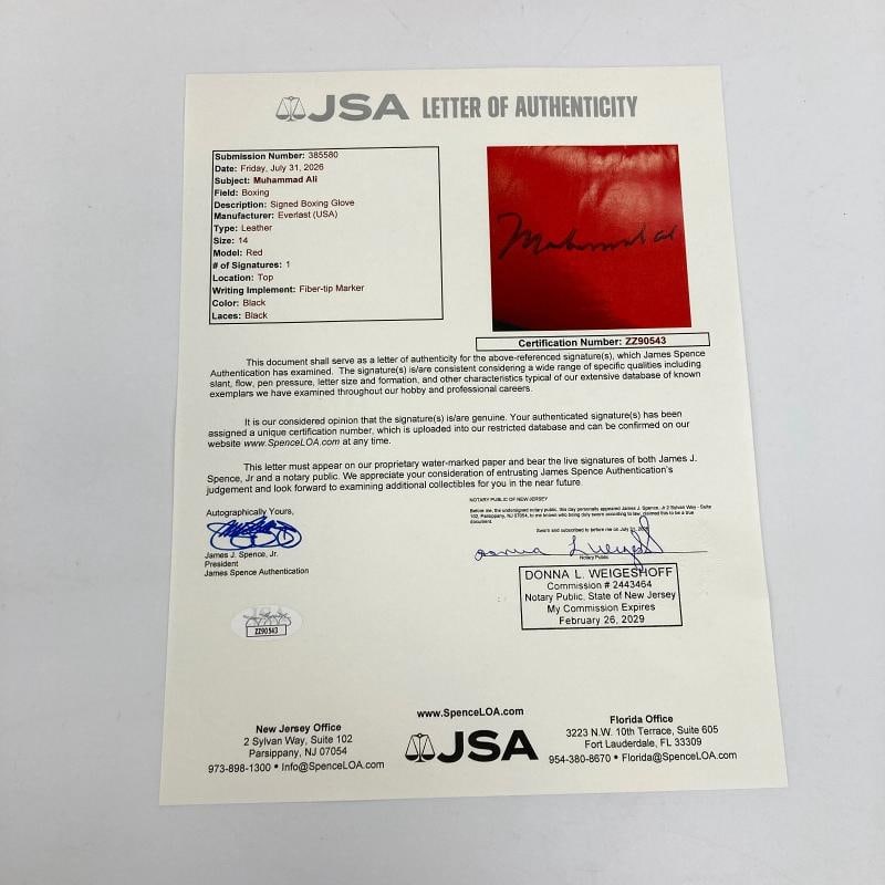 Muhammad Ali Signed Everlast Boxing Glove JSA COA - 2