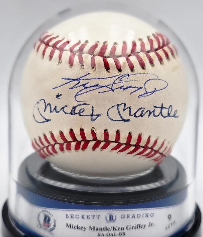 Mickey Mantle & Ken Griffey Jr Signed AL Baseball (Beckett 9 Auto Grade) - 2