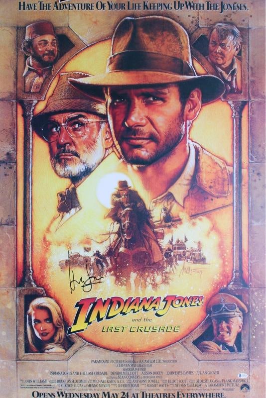 Harrison Ford Signed Indiana Jones And The Last Crusade 27x40 Poste Framed (Beckett) - 2