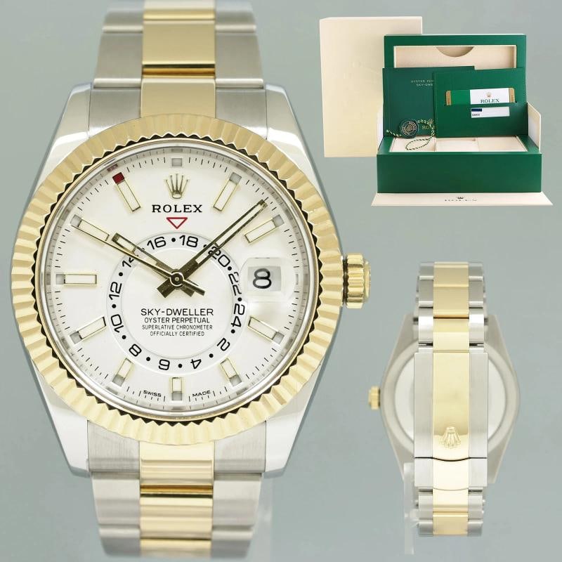 MINT Papers Rolex Sky-Dweller 326933 Two Tone Gold Steel White 42mm Oyster Watch: Condition: Pre-owned - Excellent,Brand: Rolex,Department: Unisex Adults,Type: Wristwatch,Model: Sky-Dweller,Reference Number: 326933,With Original Box/Packaging: Yes,With Papers: Original,Customized: 