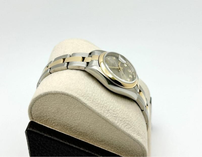 Rolex Ladies Datejust 79163 26mm Factory Silver Diamond Dial 18k Gold Steel - 5