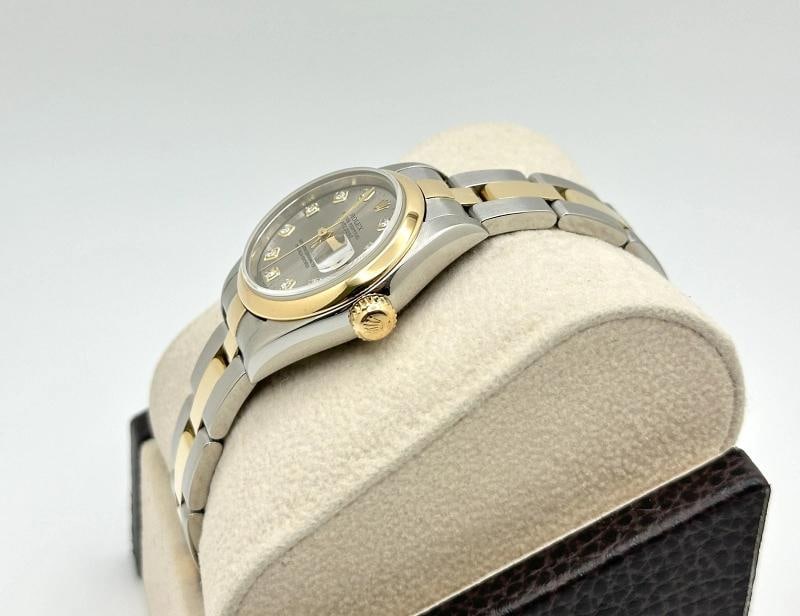 Rolex Ladies Datejust 79163 26mm Factory Silver Diamond Dial 18k Gold Steel - 6