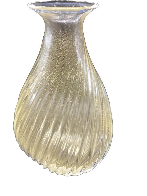 Vintage Pair of Murano Glass Bubble Vases with Sommerso Gold, 1960s Barovier - 9