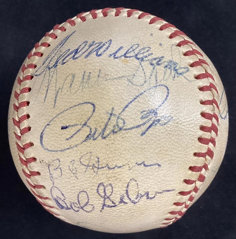 Hall of Famers Signed Baseball JEC Joe DiMaggio Ted Williams +18 Autos HOF JSA - 7