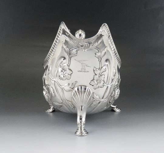 Antique c1760 Irish Sterling Silver Hand Chased Gravy/Sauce Boat 9" - 2