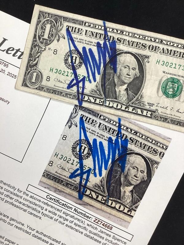 Donald Trump Signed $1 Bill Currency President 46 USA POTUS Autograph JSA LOA - 5
