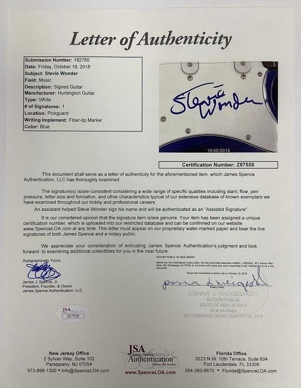Stevie Wonder Signed Guitar (JSA LOA) - 7