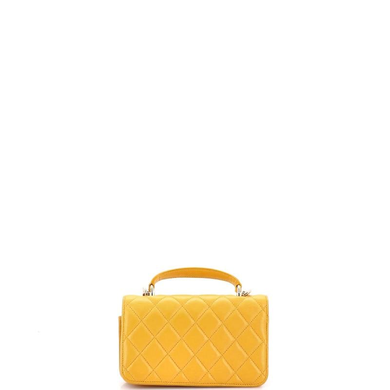Chanel Classic Top Handle Flap Phone Holder with Chain Quilted Lambskin - 3