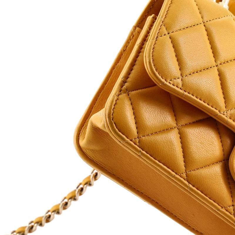 Chanel Classic Top Handle Flap Phone Holder with Chain Quilted Lambskin - 6
