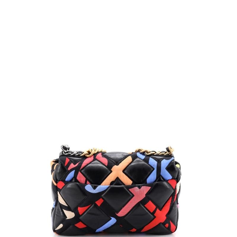Chanel 19 Flap Bag Quilted Lambskin and Printed Silk Medium - 3
