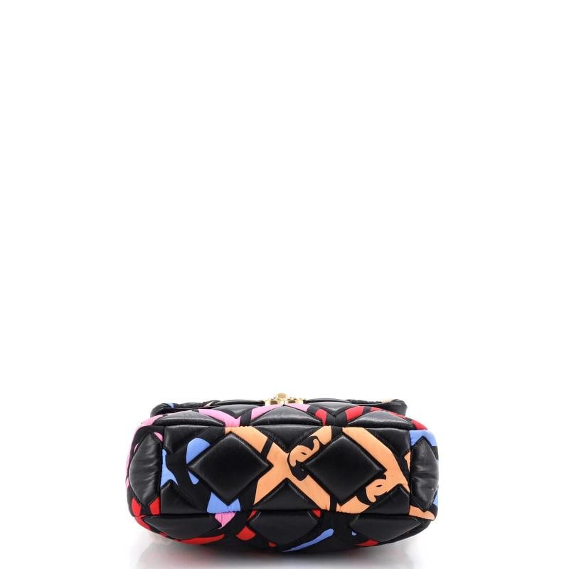 Chanel 19 Flap Bag Quilted Lambskin and Printed Silk Medium - 4