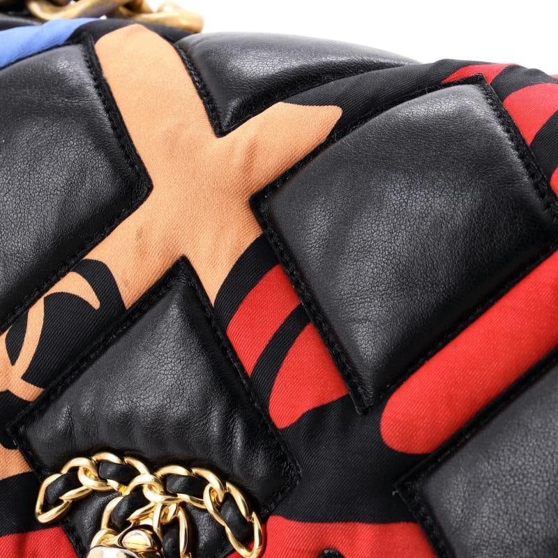 Chanel 19 Flap Bag Quilted Lambskin and Printed Silk Medium - 6