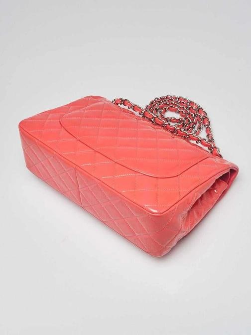 Chanel Pink Quilted Patent Leather Classic Jumbo Double Flap Bag - 3