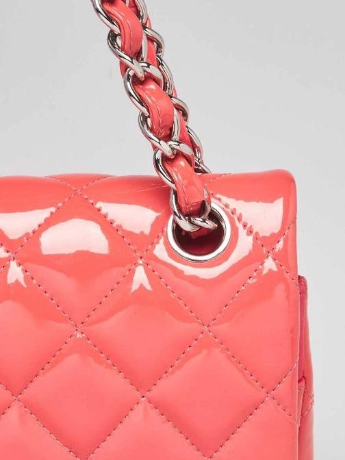 Chanel Pink Quilted Patent Leather Classic Jumbo Double Flap Bag - 7