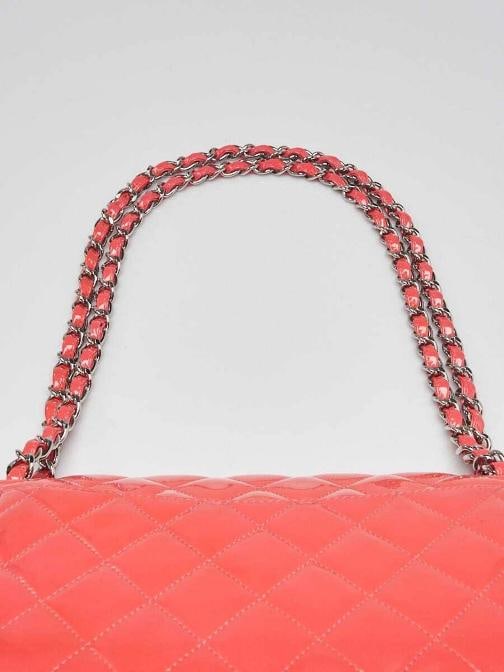 Chanel Pink Quilted Patent Leather Classic Jumbo Double Flap Bag - 8