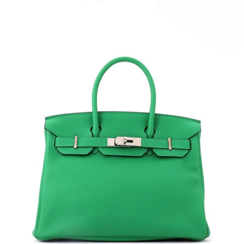 Hermes Birkin Handbag Verso Togo with Palladium Hardware 30: Measurements: Height 9", Width 11.5", Depth 6" . Condition: Pre-owned - Good,Brand: Hermes,Exterior Material: Leather,Style: Totes,Exterior Color: Green,Department: Women,Size: 30