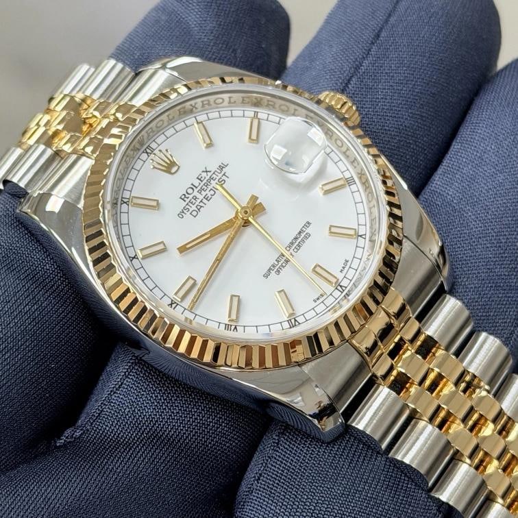 Rolex Datejust 116233 36mm White Dial 18k Yellow Gold Steel Jubilee Box - 4