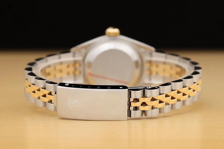 ROLEX DATEJUST 69173 BLUE VIGNETTE FACTORY DIAMOND 18K GOLD STEEL NO HOLES WATCH - 6