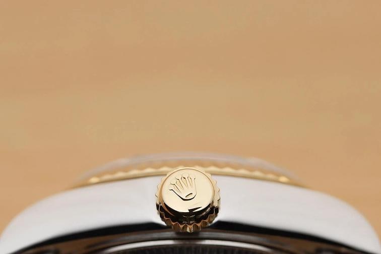ROLEX DATEJUST 69173 BLUE VIGNETTE FACTORY DIAMOND 18K GOLD STEEL NO HOLES WATCH - 9