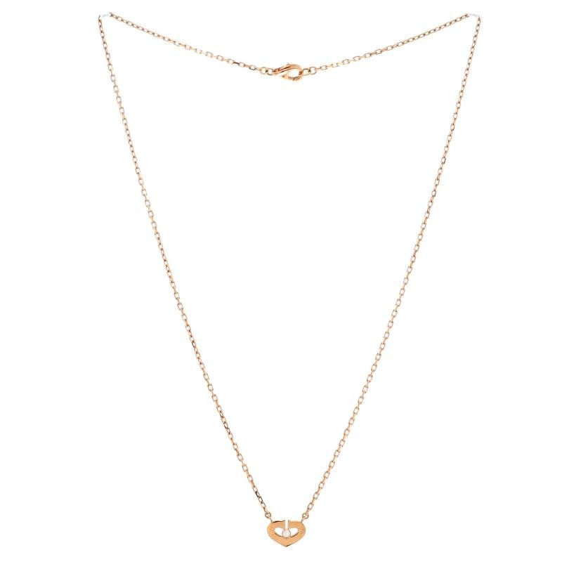 Cartier C Heart de Cartier Pendant Necklace 18K Rose Gold with Diamond XS - 2