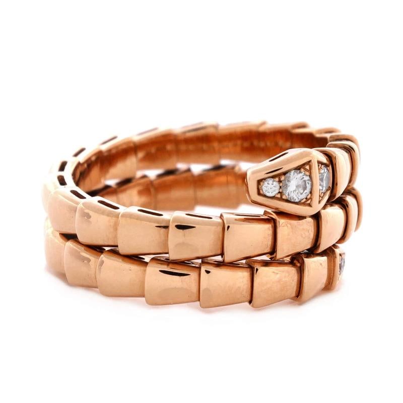 Bvlgari Serpenti Viper Two-Coil Ring 18K Rose Gold with Diamond - 2