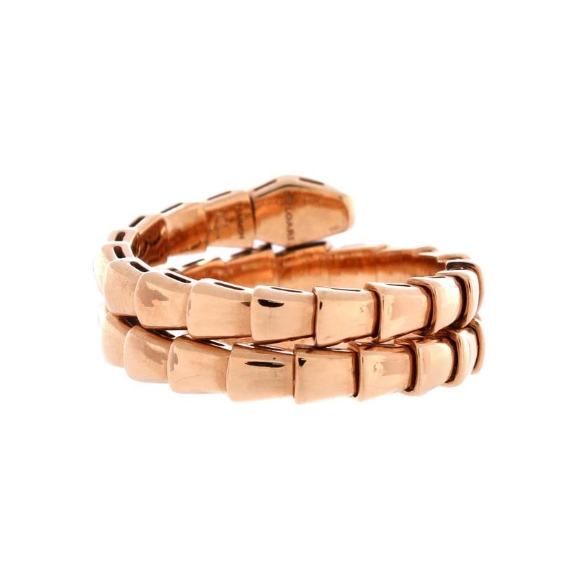 Bvlgari Serpenti Viper Two-Coil Ring 18K Rose Gold with Diamond - 3