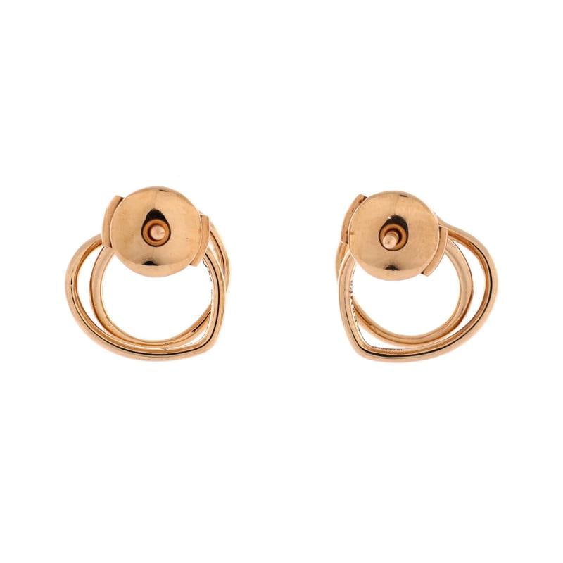 Hermes Vertige Coeur Stud Earrings 18K Rose Gold TPM - 3