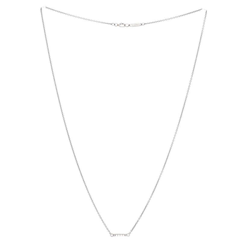 Tiffany & Co. Fleur de Lis Key Bar Pendant Necklace Platinum and Diamonds - 2