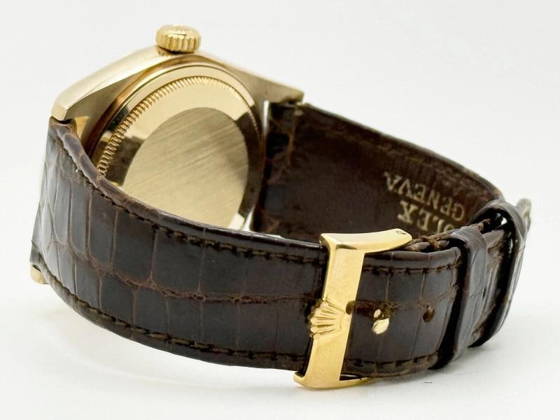 Rolex Datejust 16018 36mm Champagne Dial 18k Yellow Gold Leather Strap - 10