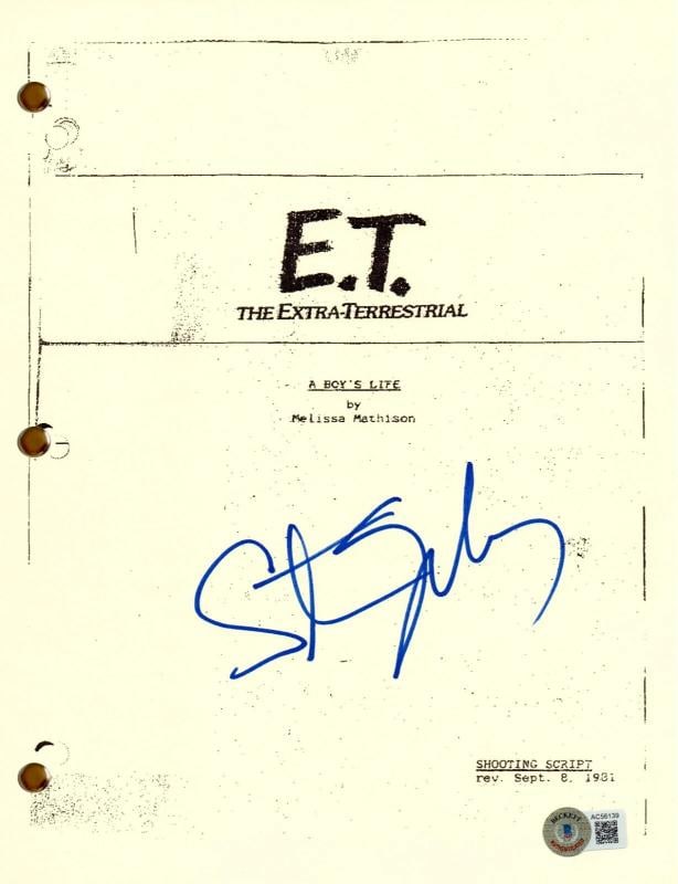 Steven Spielberg Signed Autograph E.T. the Extra-Terrestrial Movie Script BAS: Industry: Movies,Movie: E.T. the Extra-Terrestrial,Signed by: Steven Spielberg,Signed: Yes,Autograph Authentication: Beckett,Object Type: Script,Original/Reproduction: Original,Country of Origin: