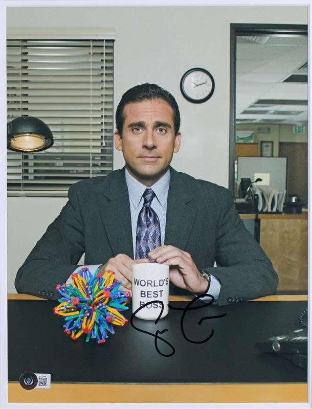 Steve Carell & Rainn Wilson The Office Authentic Signed 11x14 Framed Photo BAS - 2