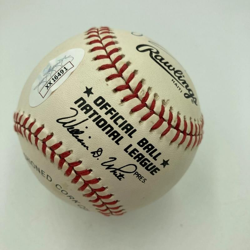 Willie Mays Barry Bonds & Bobby Bonds Signed National League Baseball JSA COA - 6