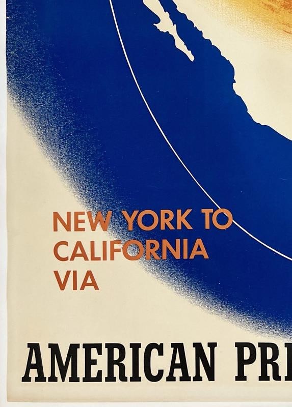 Original Vintage Poster FOLLOW THE SUN - AMERICAN PRESIDENT LINES Travel LINEN - 4